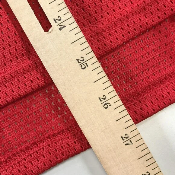 Vintage Champion Shirt Mens Medium Red Mesh V-Neck Short Sleeve Athletic Jersey - Picture 8 of 9